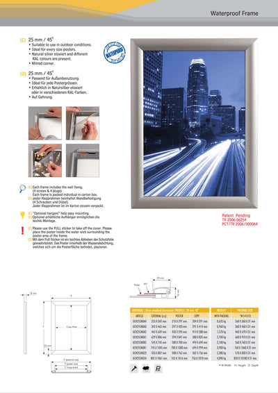 25mm Weather Resistant Snap Frames