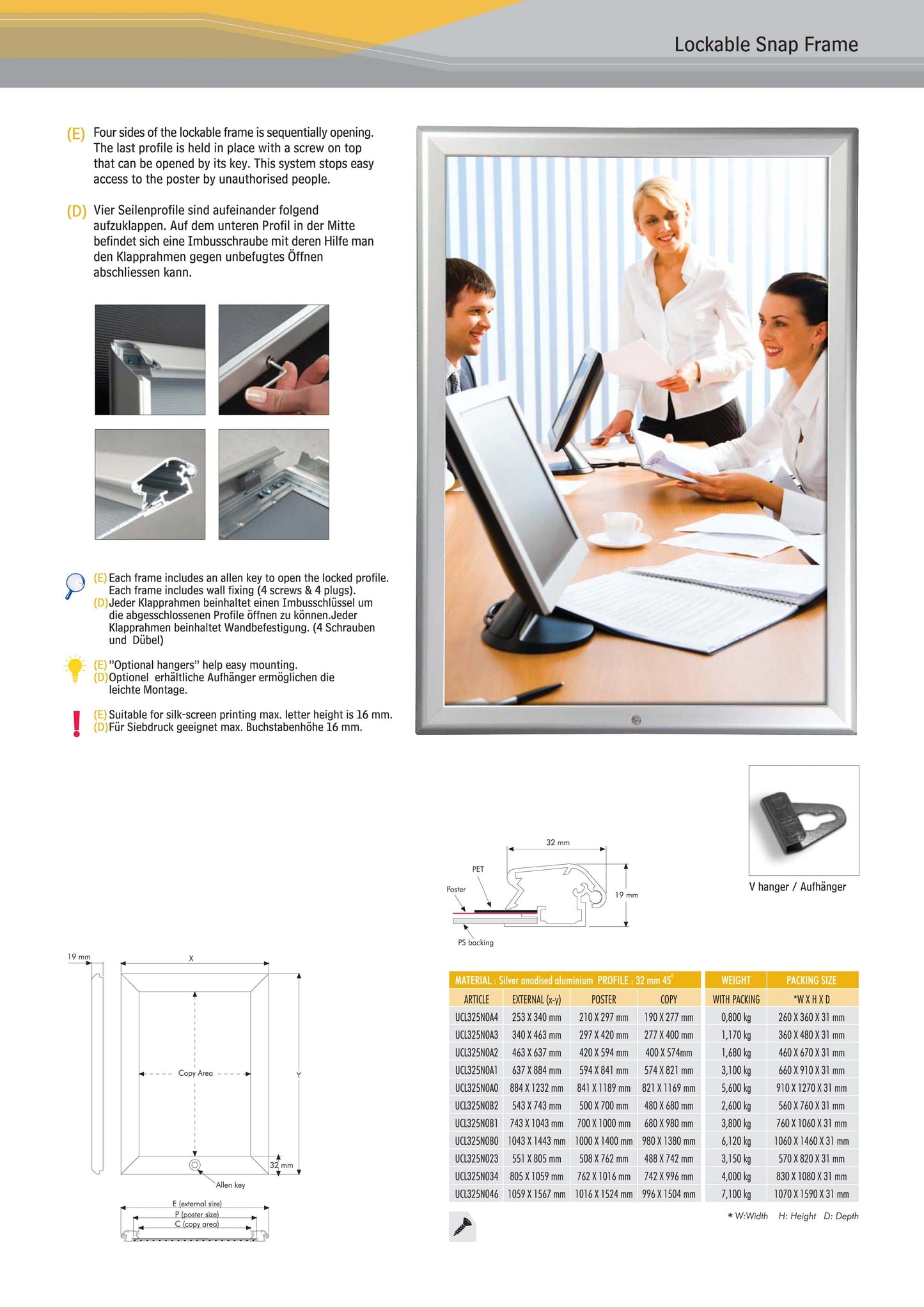 32mm Lockable Snap Frames - Grey